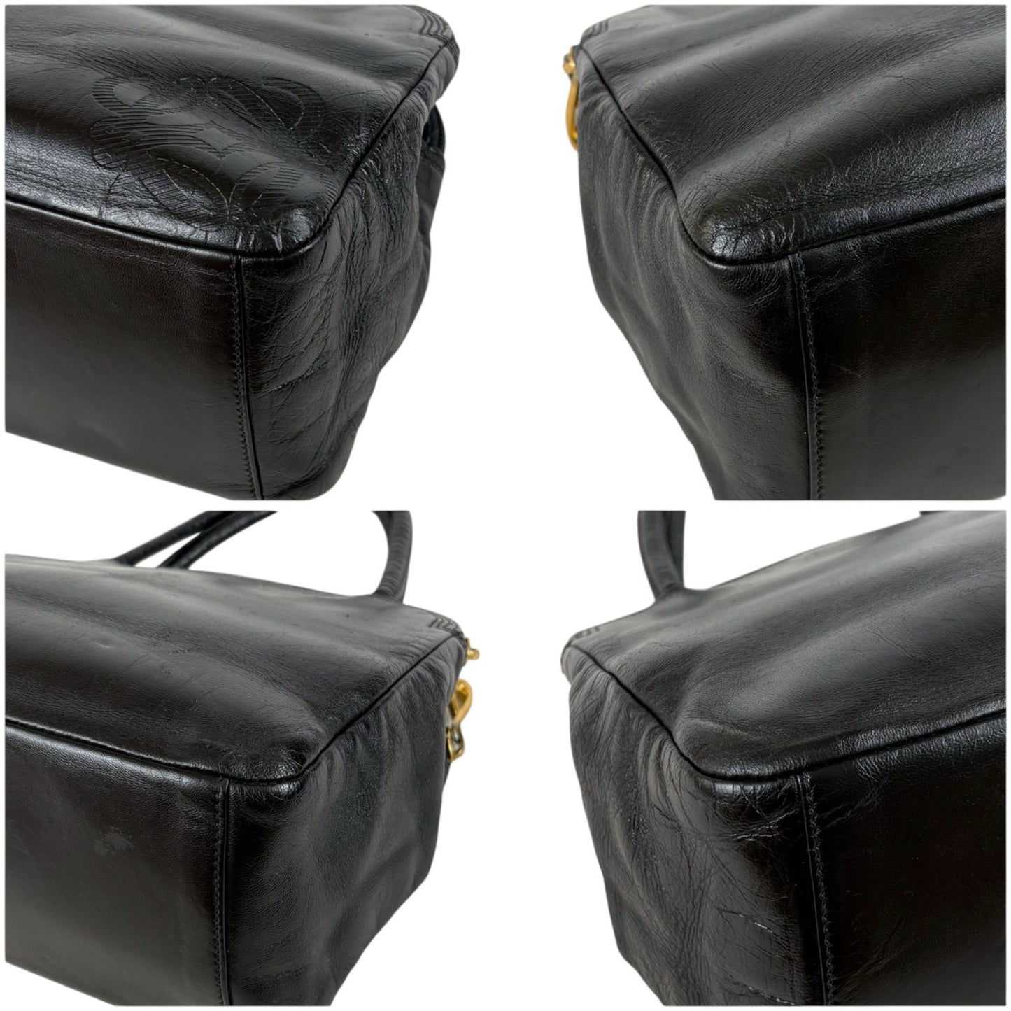 Loewe Anagram Logo Mini Handbag Black Nappa Leather Gold Vintage — view 5