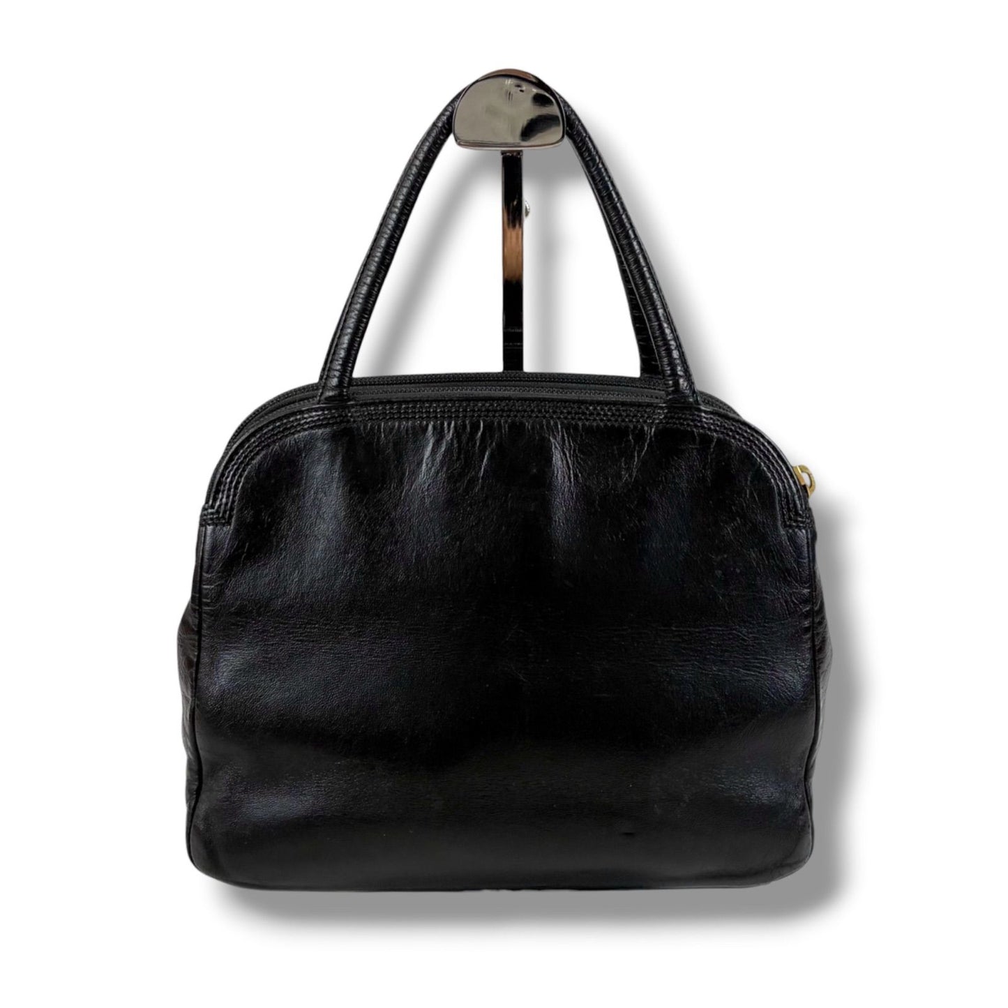 Loewe Anagram Logo Mini Handbag Black Nappa Leather Gold Vintage — view 2