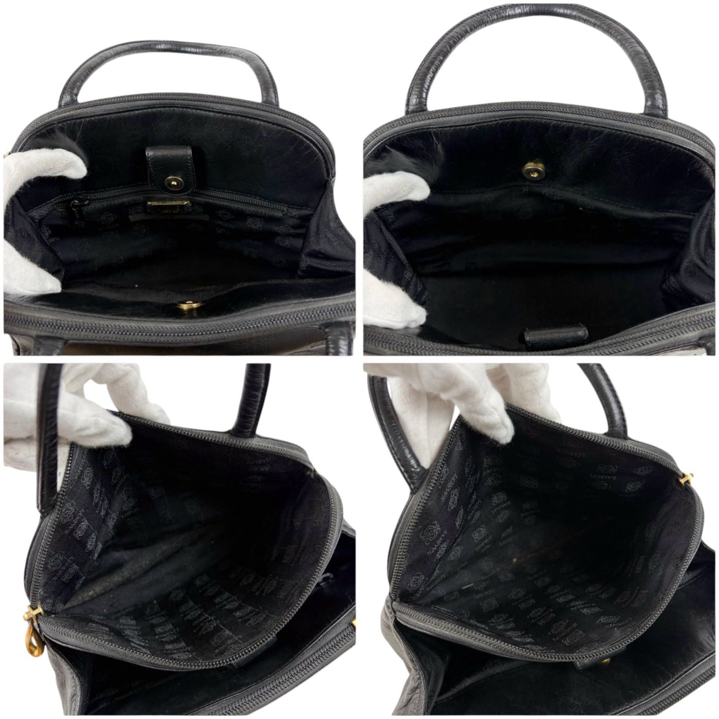 Loewe Anagram Logo Mini Handbag Black Nappa Leather Gold Vintage — view 7