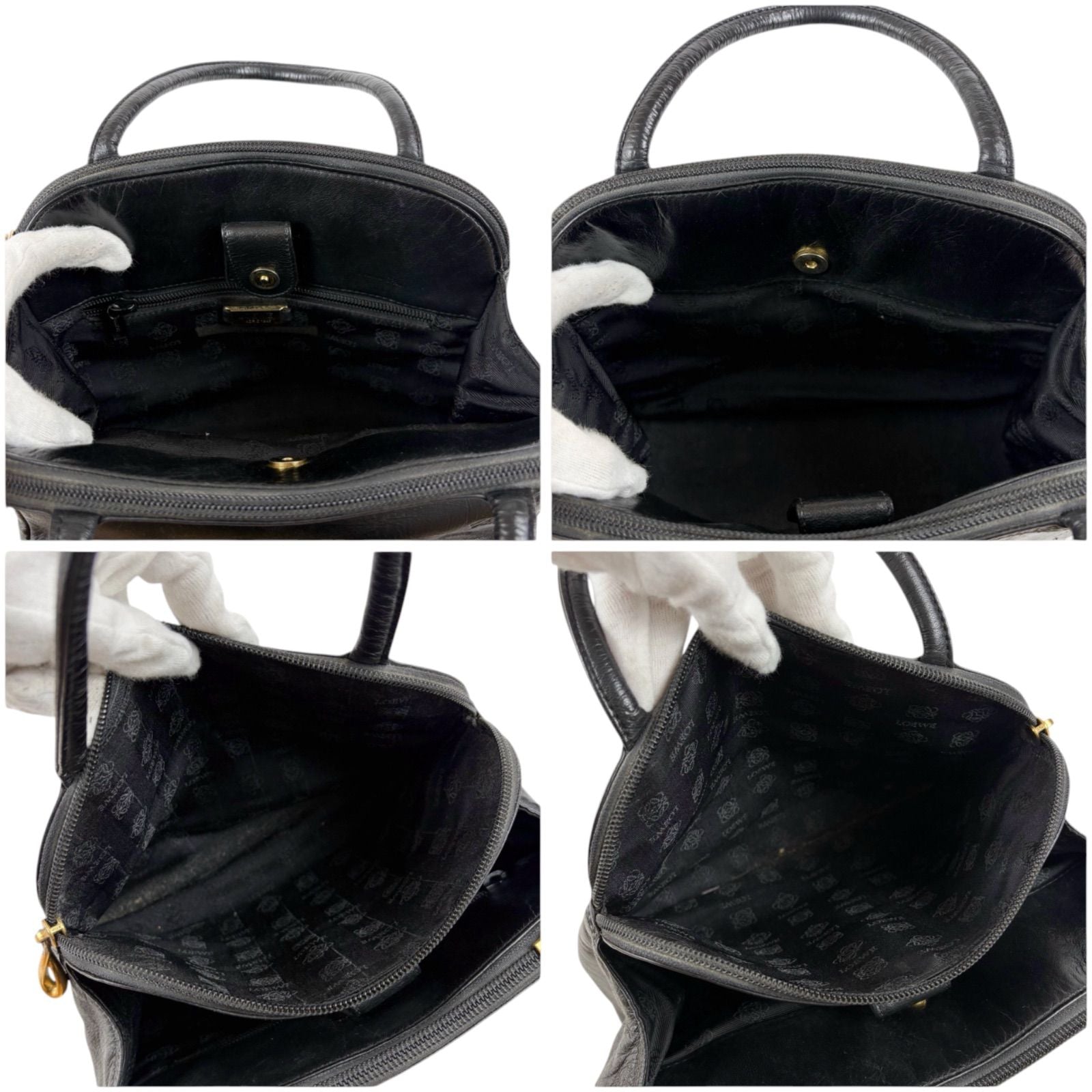 Loewe Anagram Logo Mini Handbag Black Nappa Leather Gold Vintage — view 7