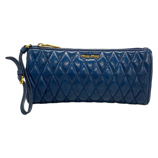 Miu Miu Clutch Navy Quilted Leather