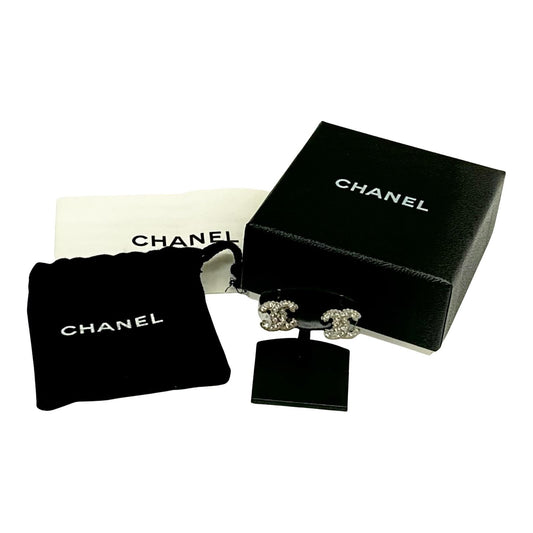 Chanel CC Logo Earrings Silver