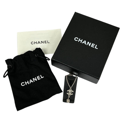 Chanel Necklace CC Logo Rhinestone Cube Charm