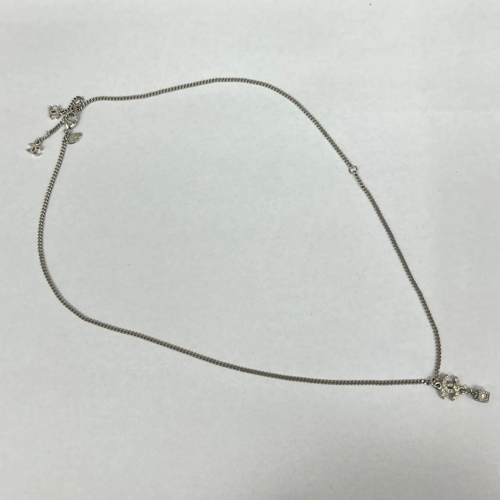 Chanel Necklace CC Logo Rhinestone Cube Charm — view 7