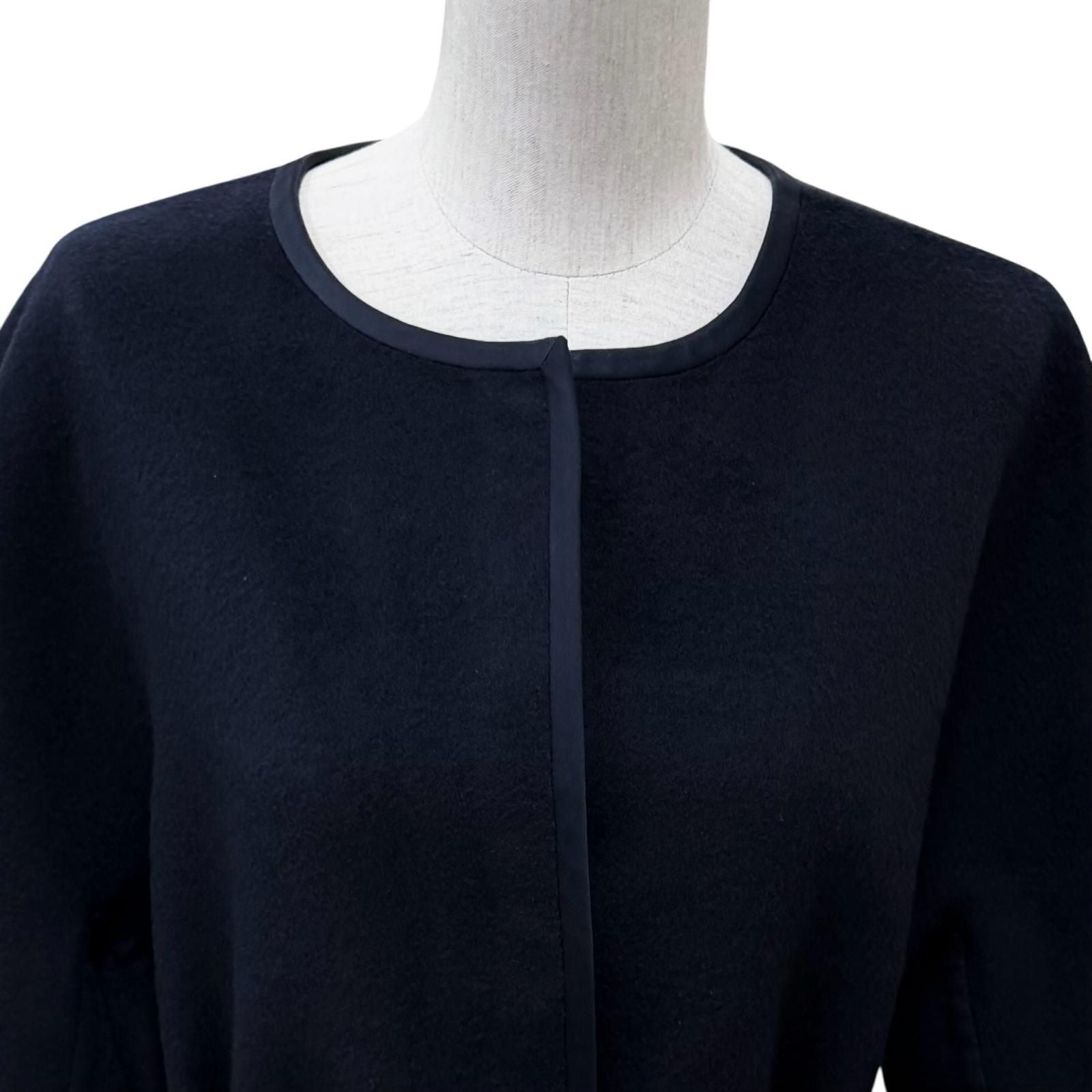 Loro Piana Cashmere with Belt Tailored Coat Navy — view 4