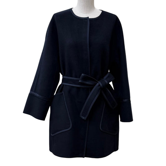 Loro Piana Cashmere with Belt Tailored Coat Navy