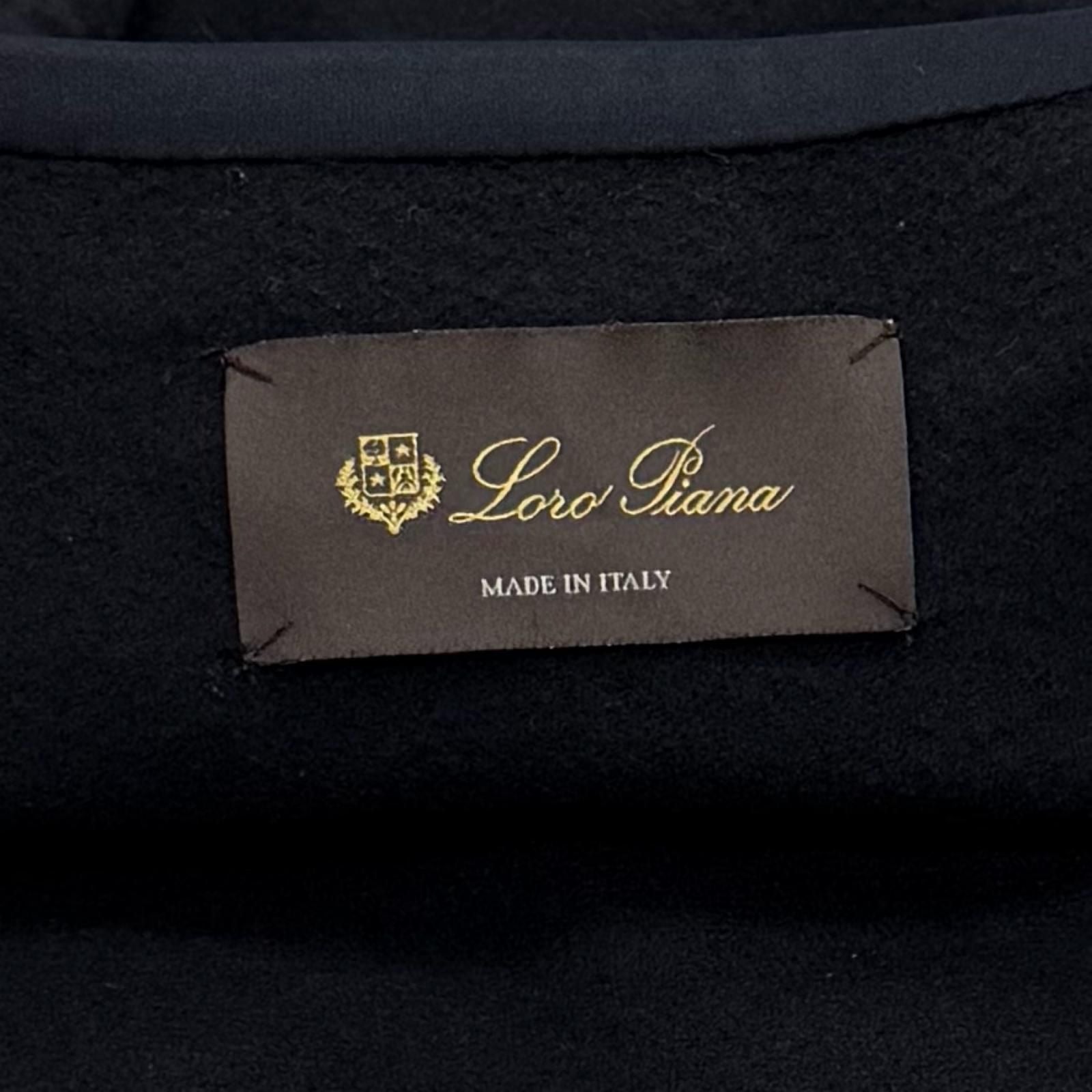Loro Piana Cashmere with Belt Tailored Coat Navy — view 6