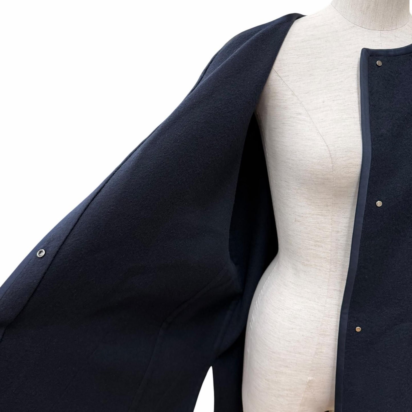 Loro Piana Cashmere with Belt Tailored Coat Navy — view 5