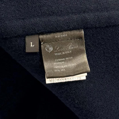 Loro Piana Cashmere with Belt Tailored Coat Navy — view 7