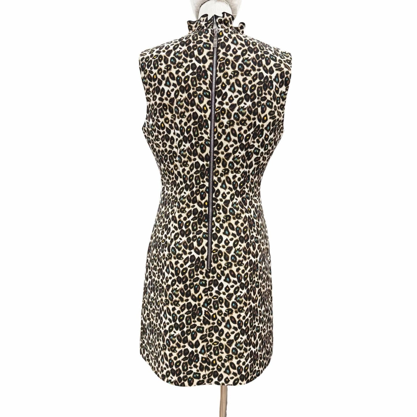 Louis Vuitton Wool Silk Leopard Pattern Frill Color Slip Dress Multi 40 — view 3