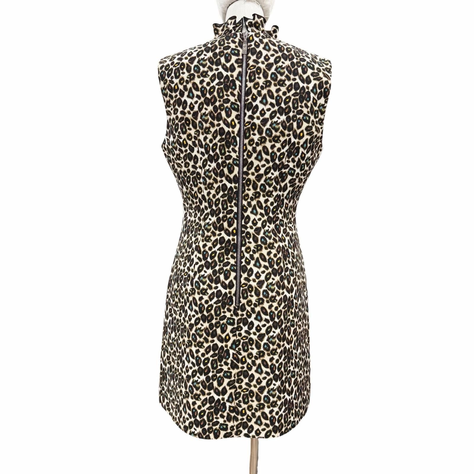 Louis Vuitton Wool Silk Leopard Pattern Frill Color Slip Dress Multi 40 — view 3