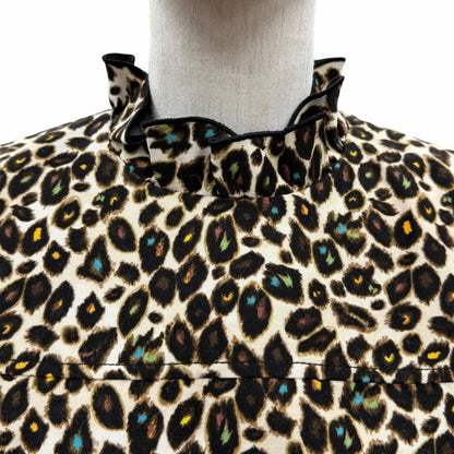 Louis Vuitton Wool Silk Leopard Pattern Frill Color Slip Dress Multi 40 — view 4