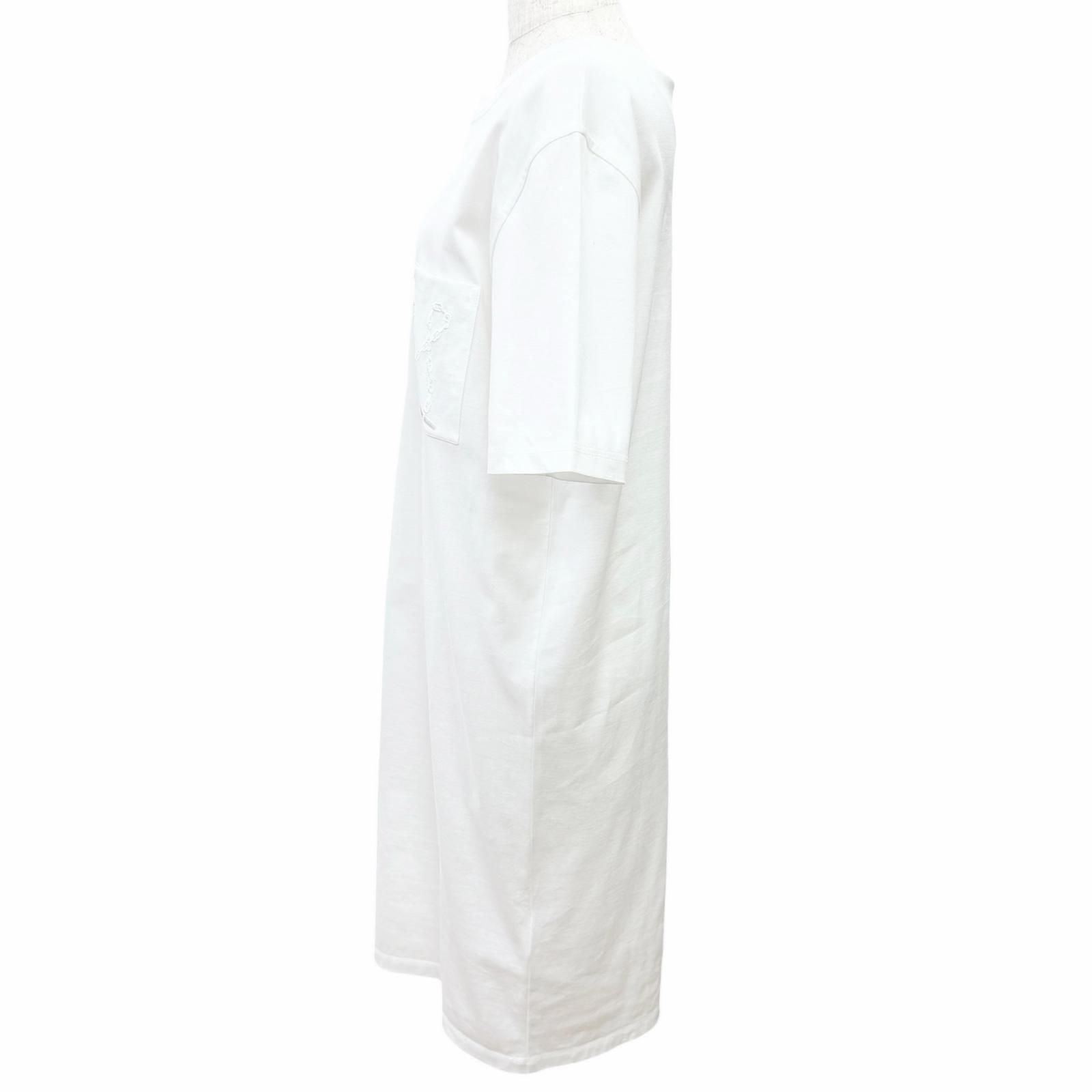 Hermes Cotton 100% Chaine D'ancre Embroidery Crew Neck Short Sleeve Dress White — view 2