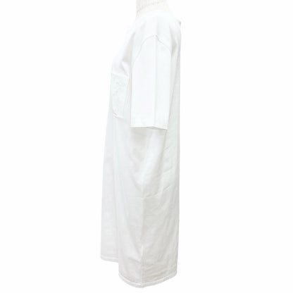 Hermes Cotton 100% Chaine D'ancre Embroidery Crew Neck Short Sleeve Dress White — view 2