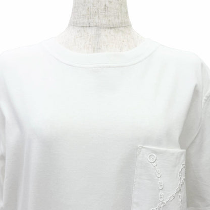 Hermes Cotton 100% Chaine D'ancre Embroidery Crew Neck Short Sleeve Dress White — view 4