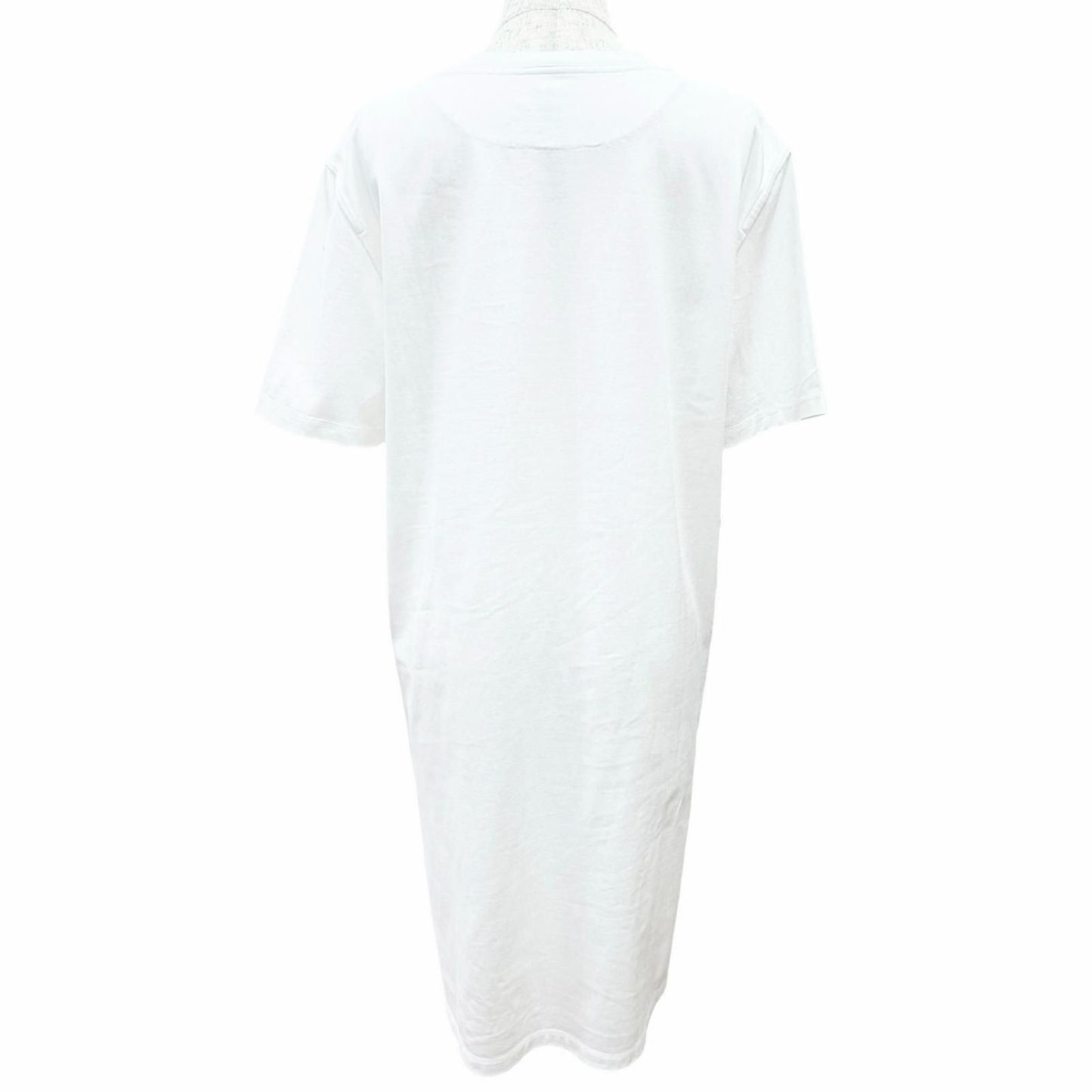 Hermes Cotton 100% Chaine D'ancre Embroidery Crew Neck Short Sleeve Dress White — view 3