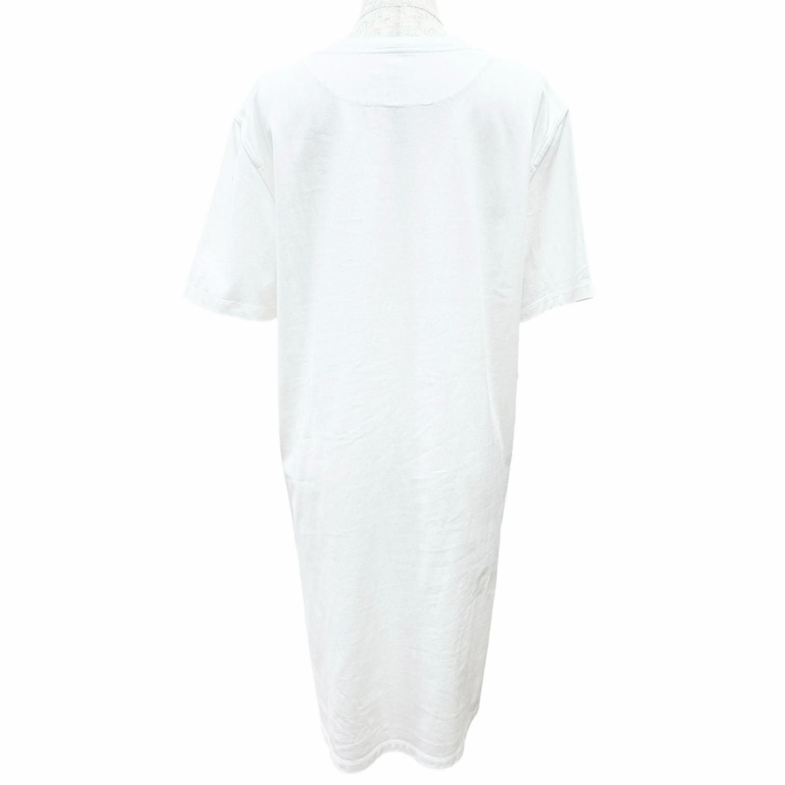Hermes Cotton 100% Chaine D'ancre Embroidery Crew Neck Short Sleeve Dress White — view 3