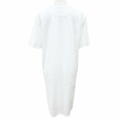 Hermes Cotton 100% Chaine D'ancre Embroidery Crew Neck Short Sleeve Dress White — view 3
