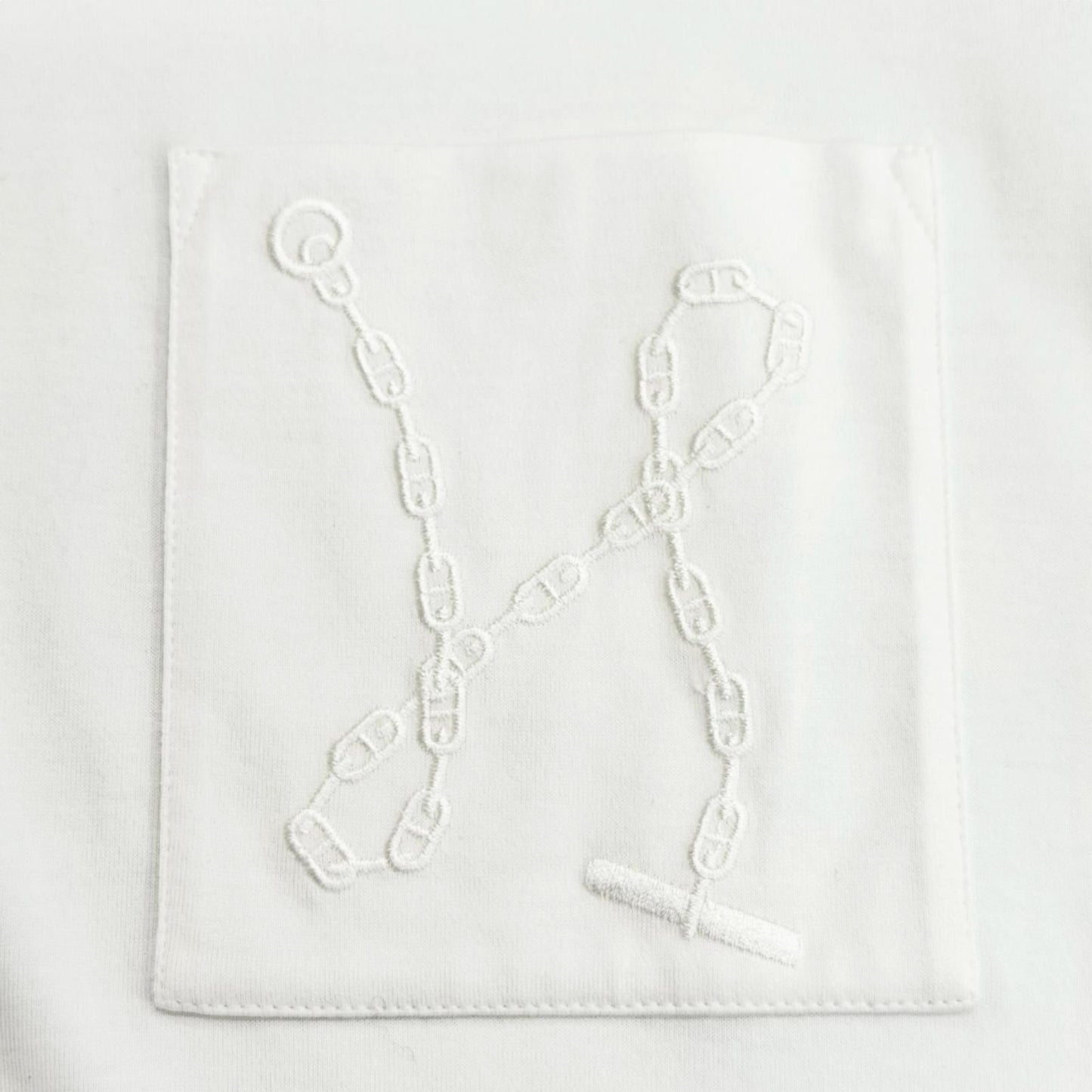 Hermes Cotton 100% Chaine D'ancre Embroidery Crew Neck Short Sleeve Dress White — view 5