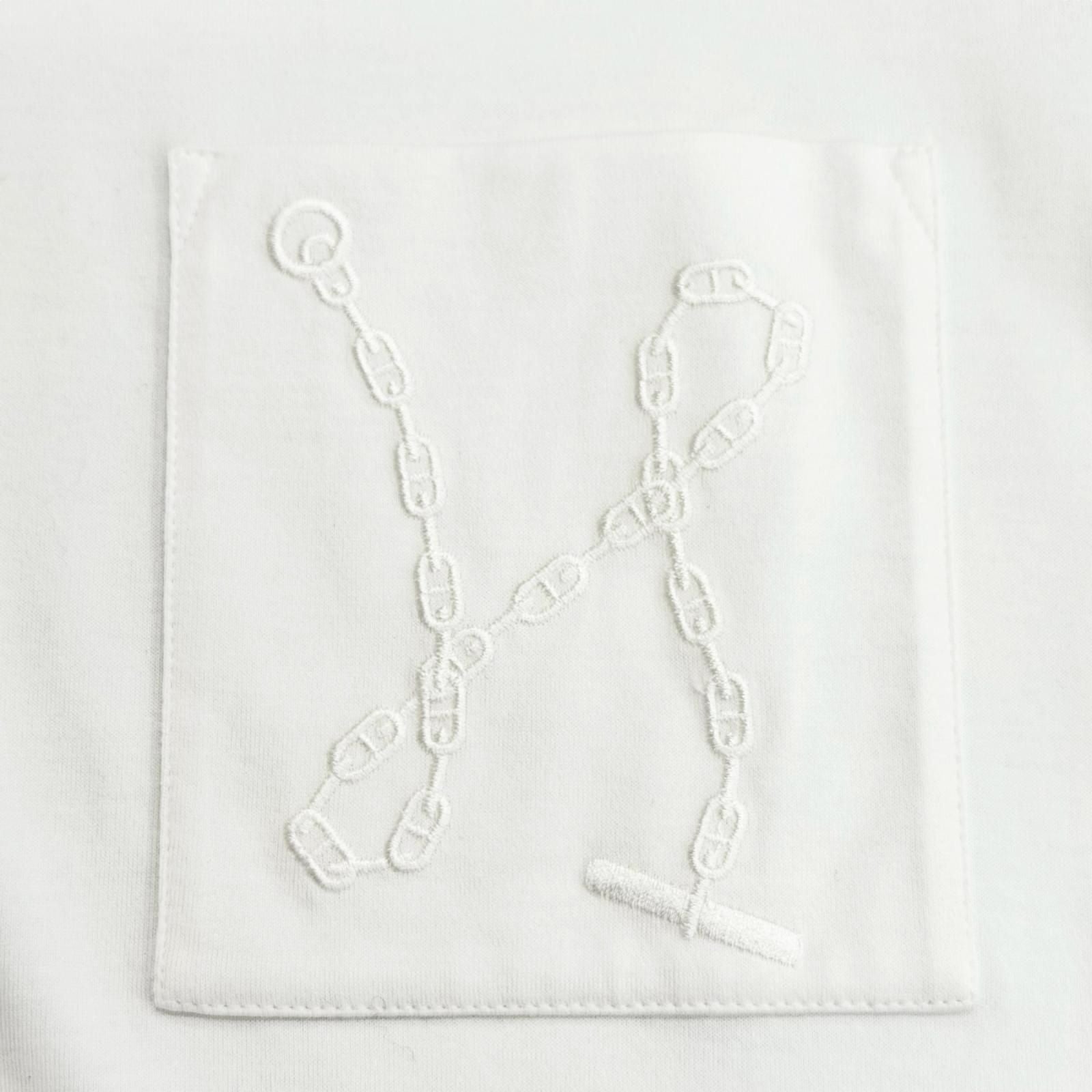 Hermes Cotton 100% Chaine D'ancre Embroidery Crew Neck Short Sleeve Dress White — view 5