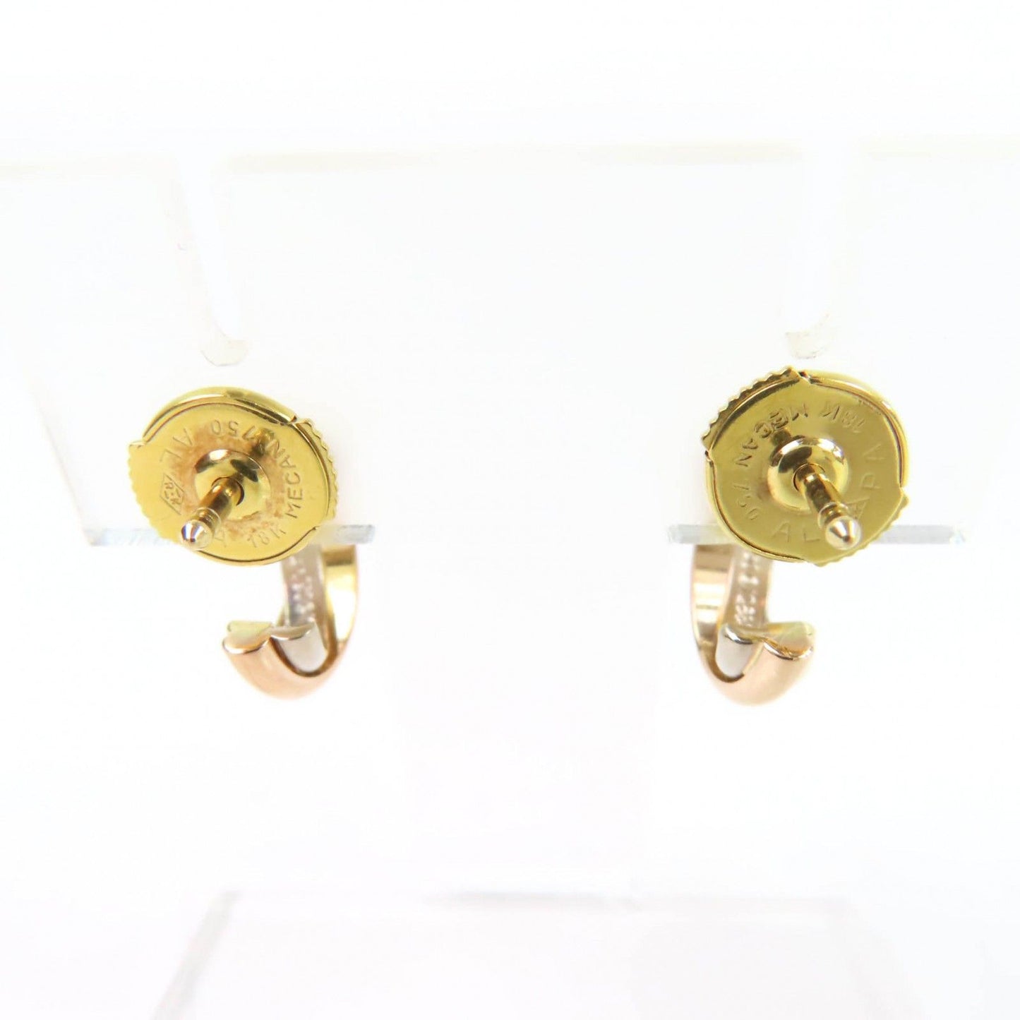 Cartier Trinity Earrings 750 Yellow Gold Pink White — view 3
