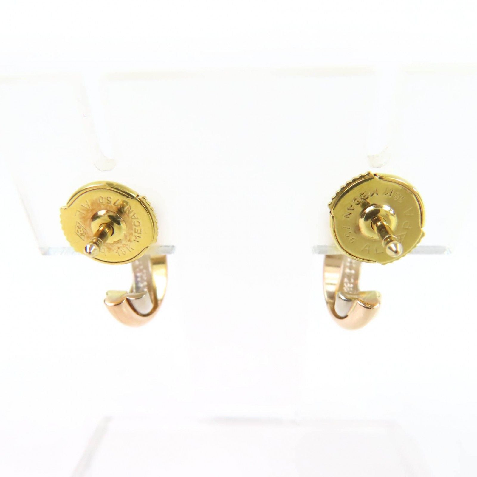 Cartier Trinity Earrings 750 Yellow Gold Pink White — view 3
