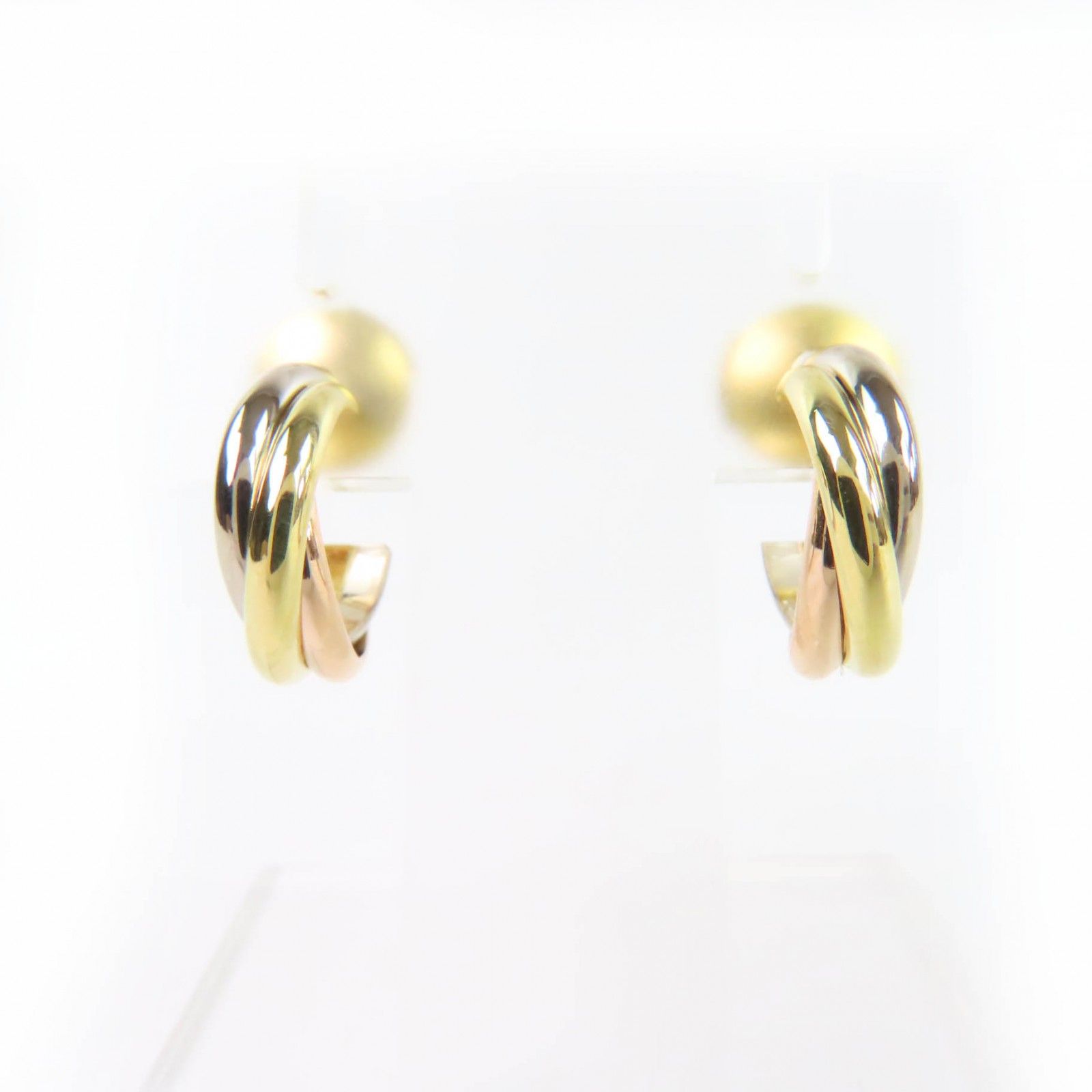 Cartier Trinity Earrings 750 Yellow Gold Pink White