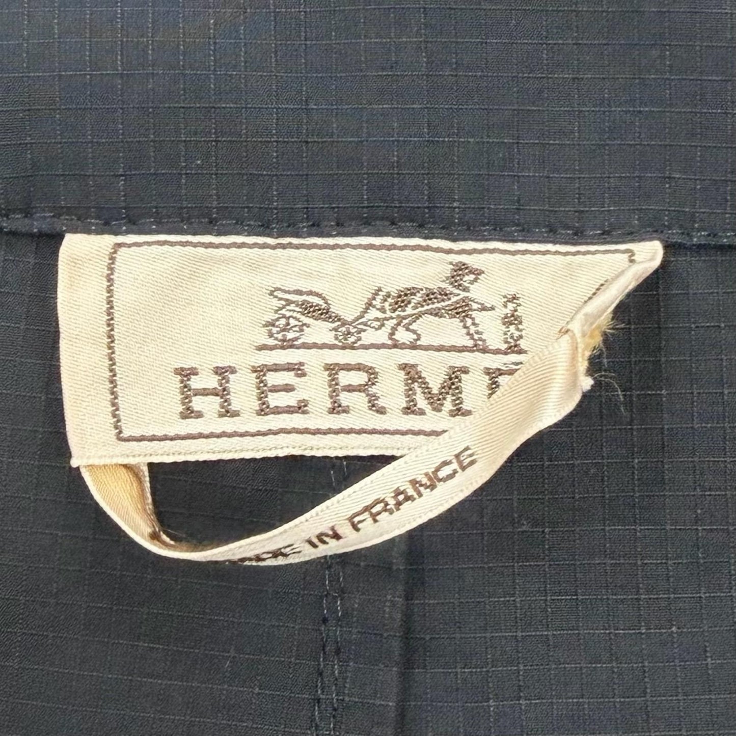 Hermes Logo Zip Collarless Jacket Navy 50 Recommended — view 8
