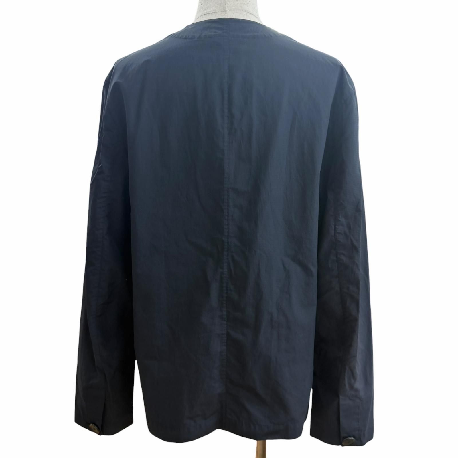 Hermes Logo Zip Collarless Jacket Navy 50 Recommended — view 4