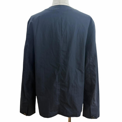 Hermes Logo Zip Collarless Jacket Navy 50 Recommended — view 4