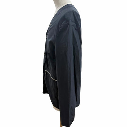Hermes Logo Zip Collarless Jacket Navy 50 Recommended — view 3