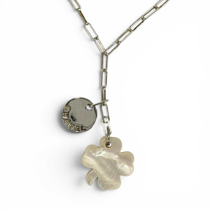 Chanel 925 Shell Clover Logo Pendant Silver