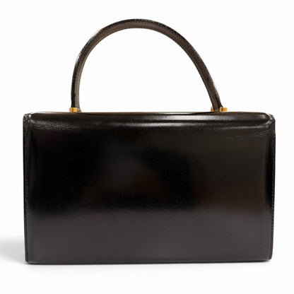 Versace Vintage Sunburst Leather Handbag Vanity Bag Black Gold — view 3