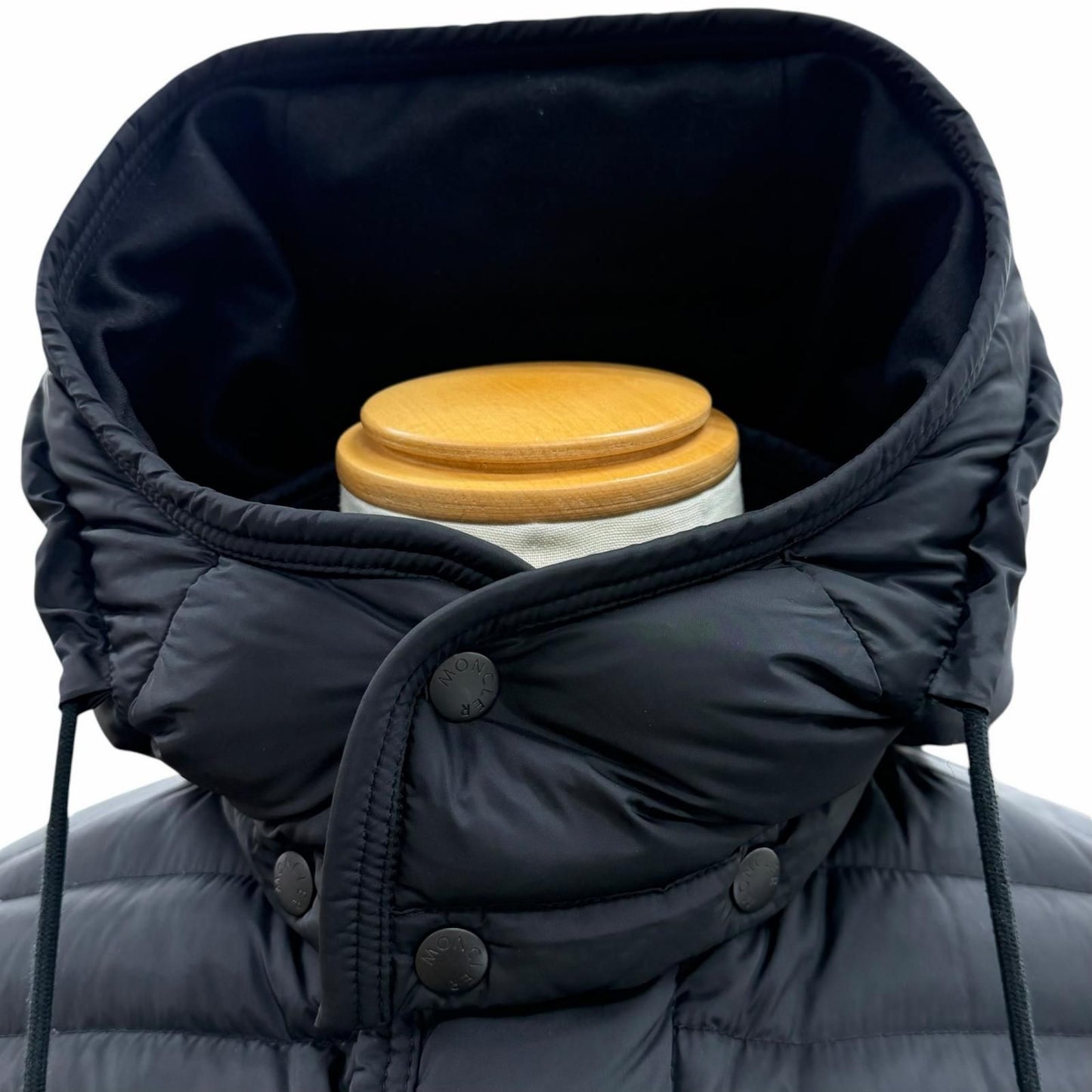 Moncler Ryan Leather with Patch Logo Button Hooded Double Zip Up Jacket Black 0 — view 2