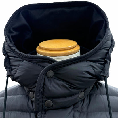 Moncler Ryan Leather with Patch Logo Button Hooded Double Zip Up Jacket Black 0 — view 2