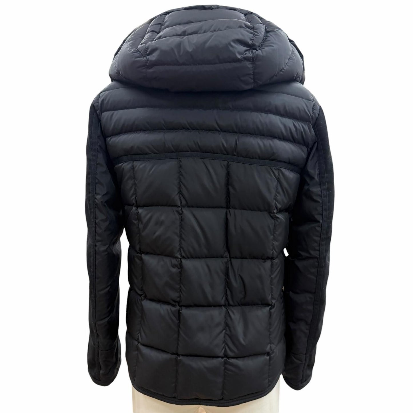 Moncler Ryan Leather with Patch Logo Button Hooded Double Zip Up Jacket Black 0 — view 4