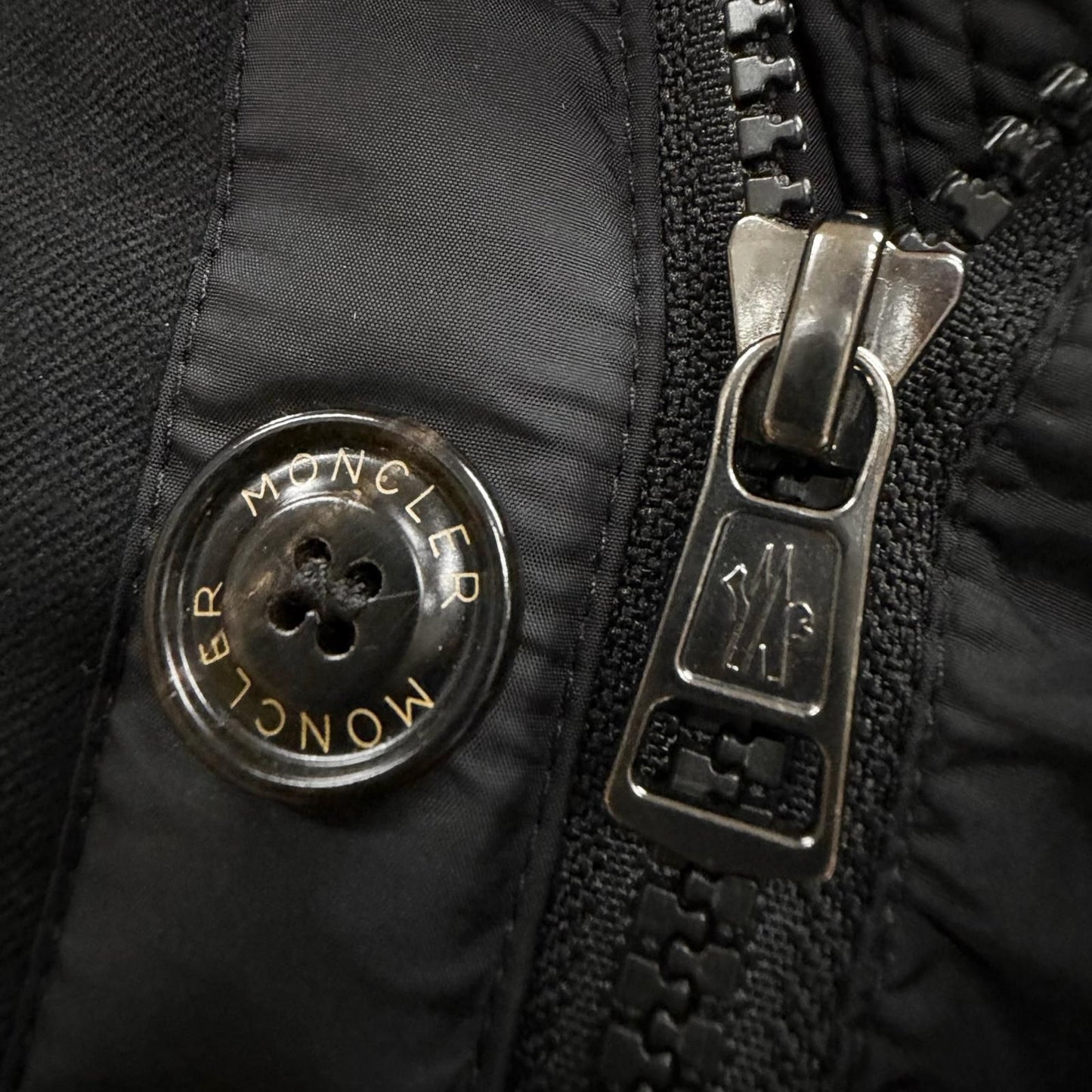 Moncler Ryan Leather with Patch Logo Button Hooded Double Zip Up Jacket Black 0 — view 8