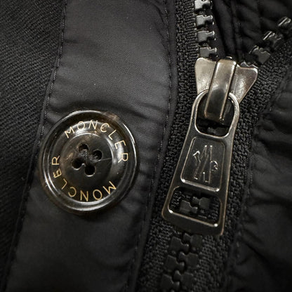 Moncler Ryan Leather with Patch Logo Button Hooded Double Zip Up Jacket Black 0 — view 8