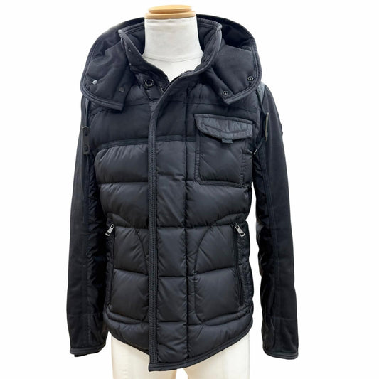 Moncler Ryan Leather with Patch Logo Button Hooded Double Zip Up Jacket Black 0