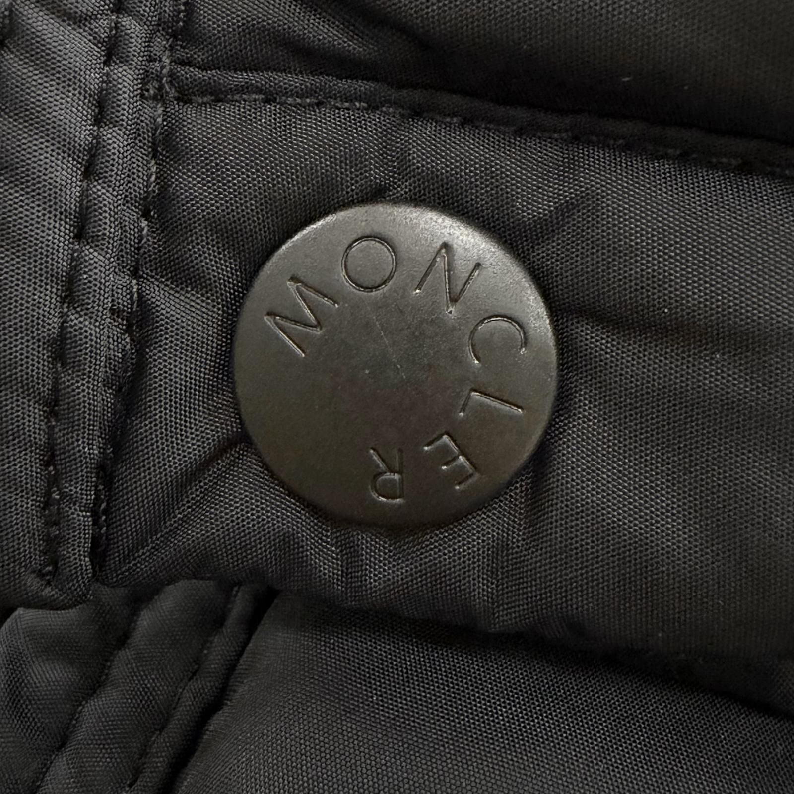 Moncler Ryan Leather with Patch Logo Button Hooded Double Zip Up Jacket Black 0 — view 7