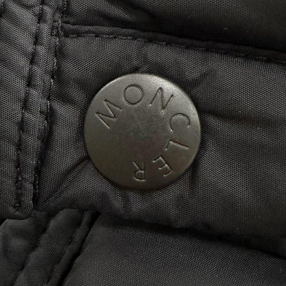 Moncler Ryan Leather with Patch Logo Button Hooded Double Zip Up Jacket Black 0 — view 7