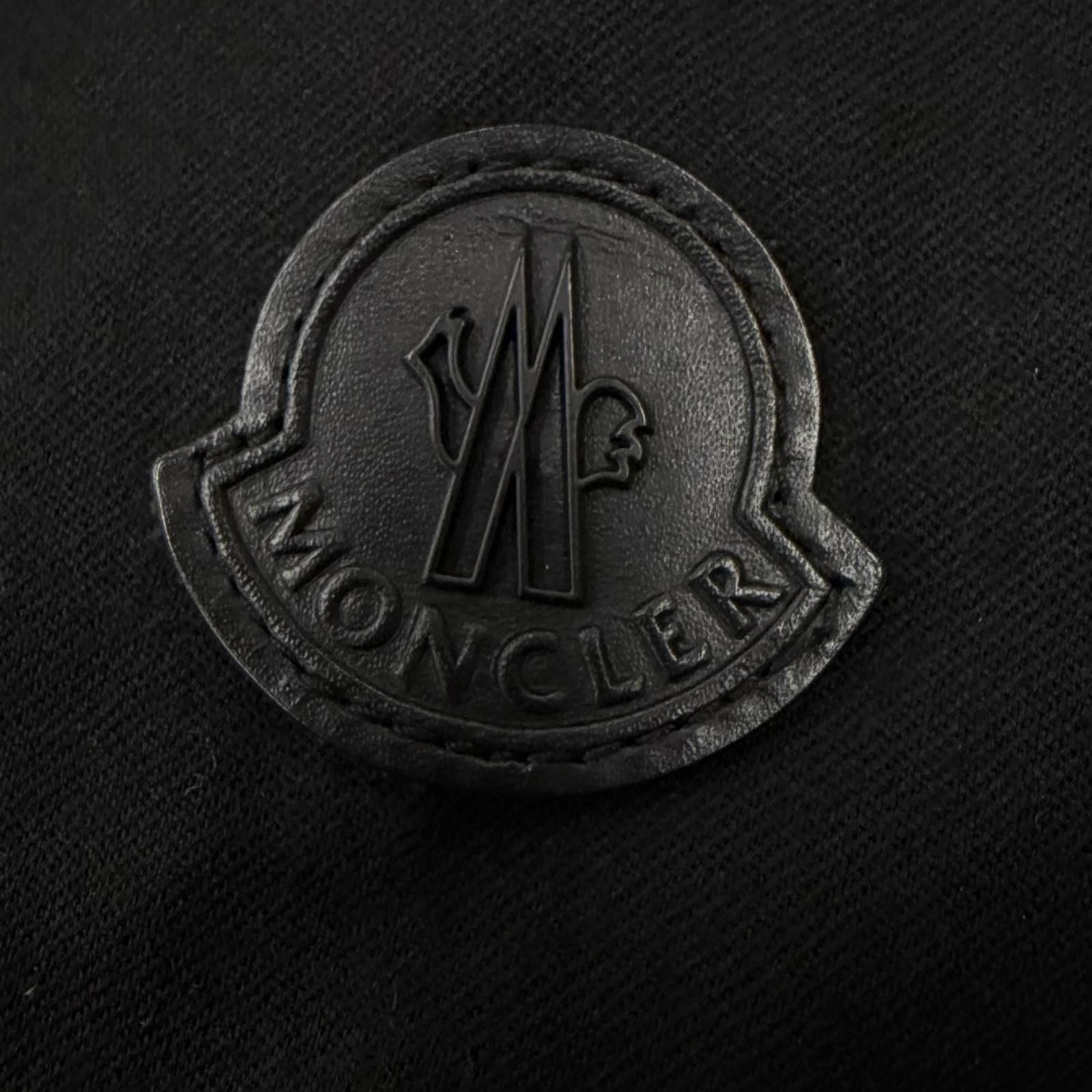 Moncler Ryan Leather with Patch Logo Button Hooded Double Zip Up Jacket Black 0 — view 6