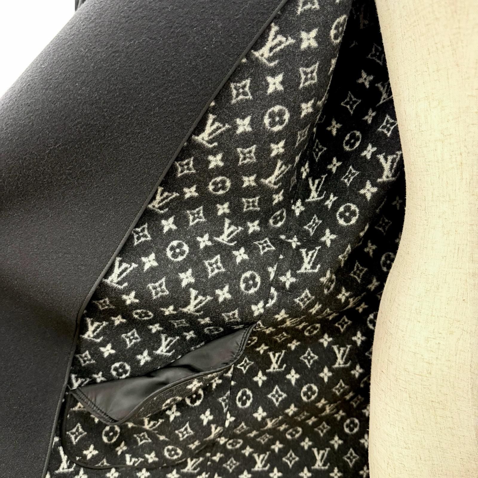 Louis Vuitton Wool Silk Monogram Double Face Belt Wrap Coat Black 38 — view 5