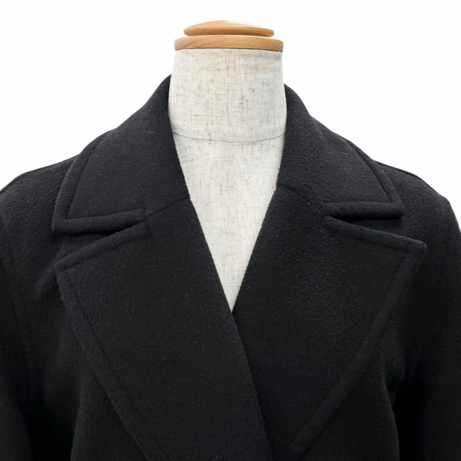 Louis Vuitton Wool Silk Monogram Double Face Belt Wrap Coat Black 38 — view 4