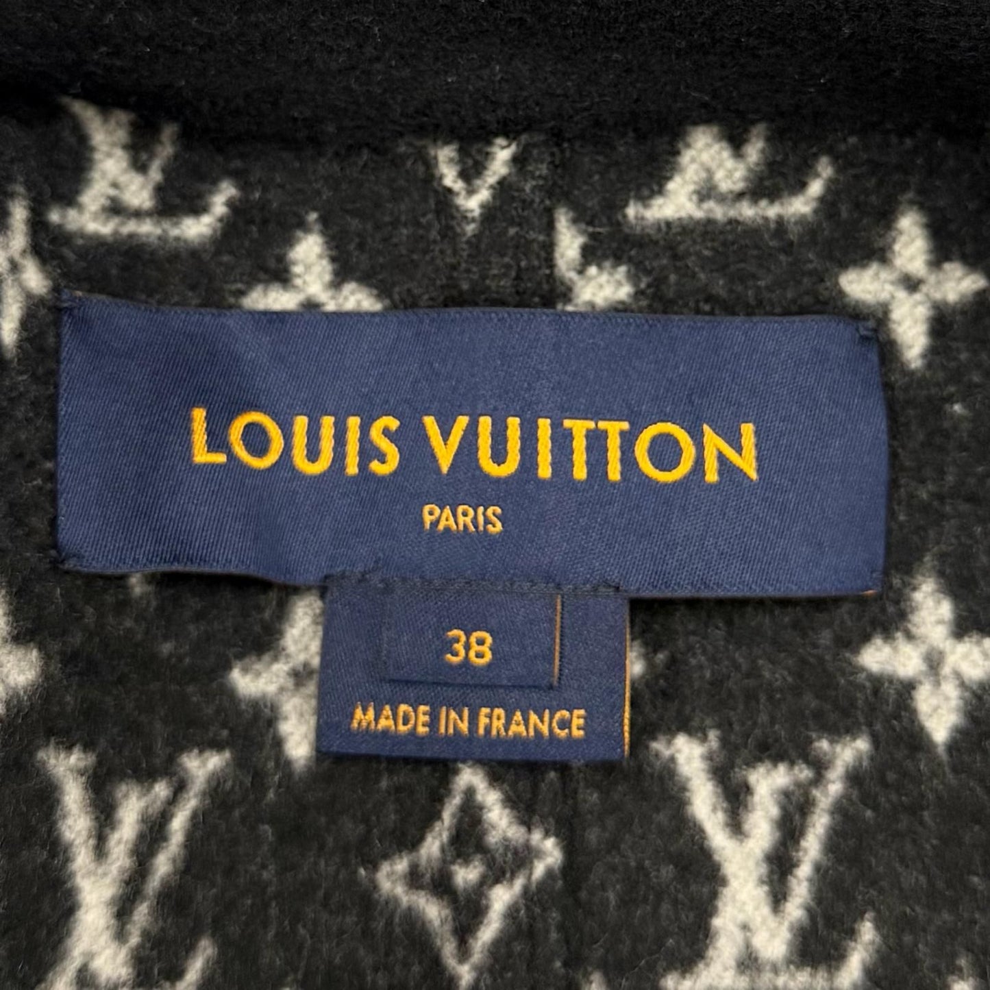 Louis Vuitton Wool Silk Monogram Double Face Belt Wrap Coat Black 38 — view 9