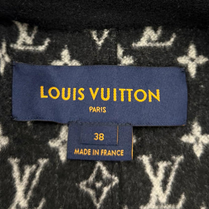 Louis Vuitton Wool Silk Monogram Double Face Belt Wrap Coat Black 38 — view 9