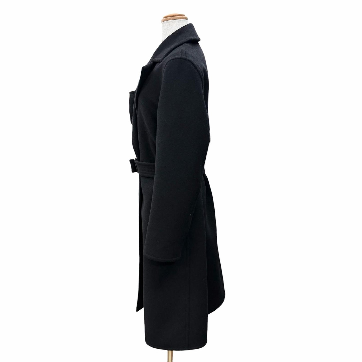 Louis Vuitton Wool Silk Monogram Double Face Belt Wrap Coat Black 38 — view 2