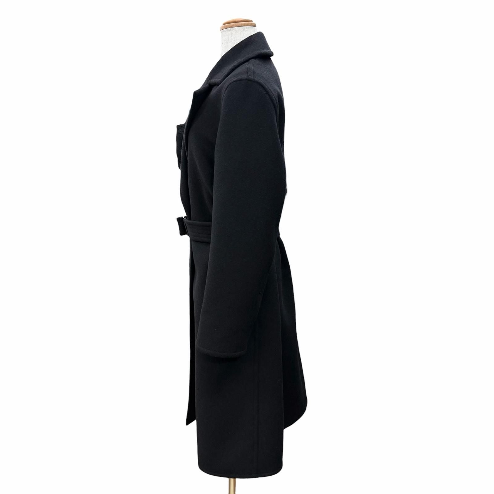 Louis Vuitton Wool Silk Monogram Double Face Belt Wrap Coat Black 38 — view 2