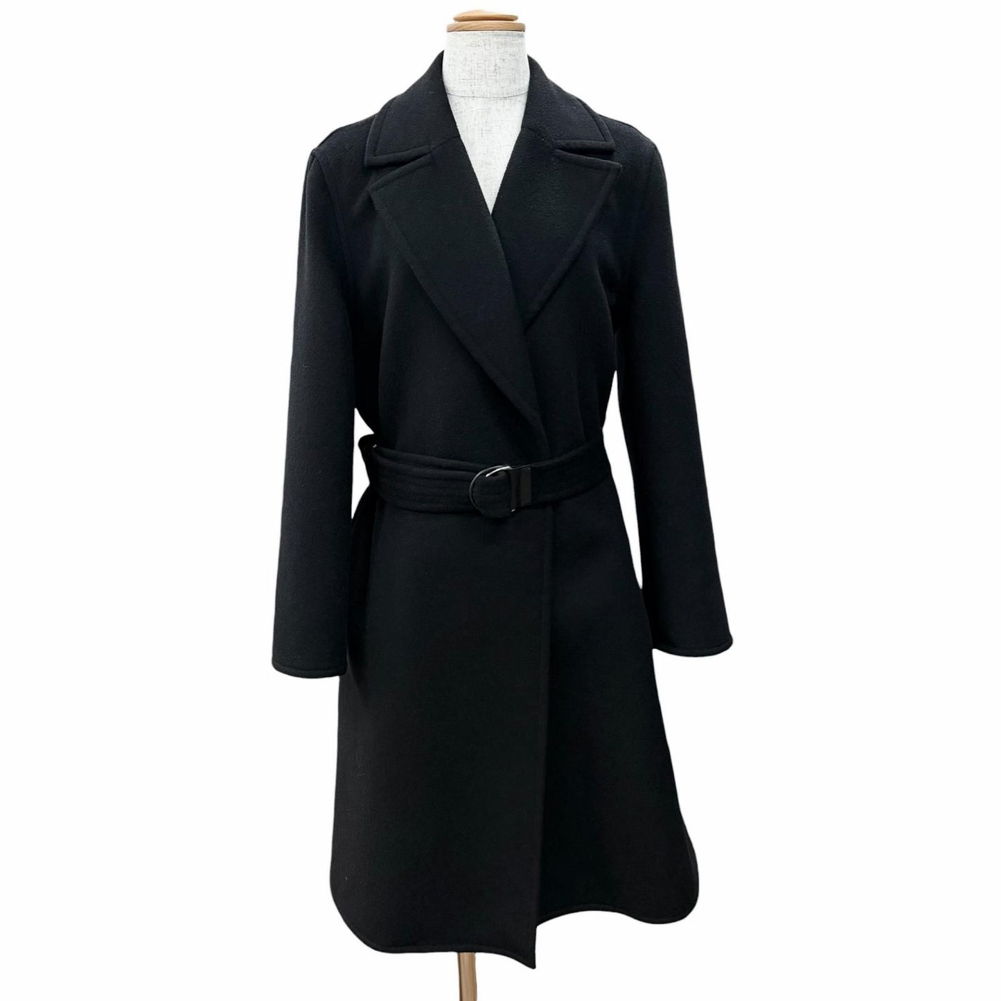Louis Vuitton Wool Silk Monogram Double Face Belt Wrap Coat Black 38