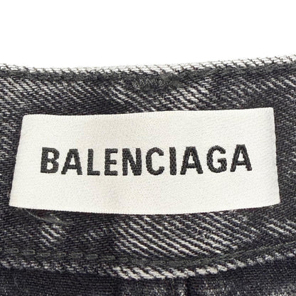 Balenciaga Cotton 100% Logo Patch Denim Shorts Black 34 Recommended — view 7